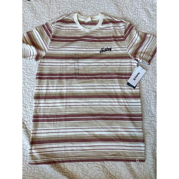 Hurley Other - Hurley Mens Naturals Stripe Short Sleeve Mauve Tan T-Shirt‎ Size Small